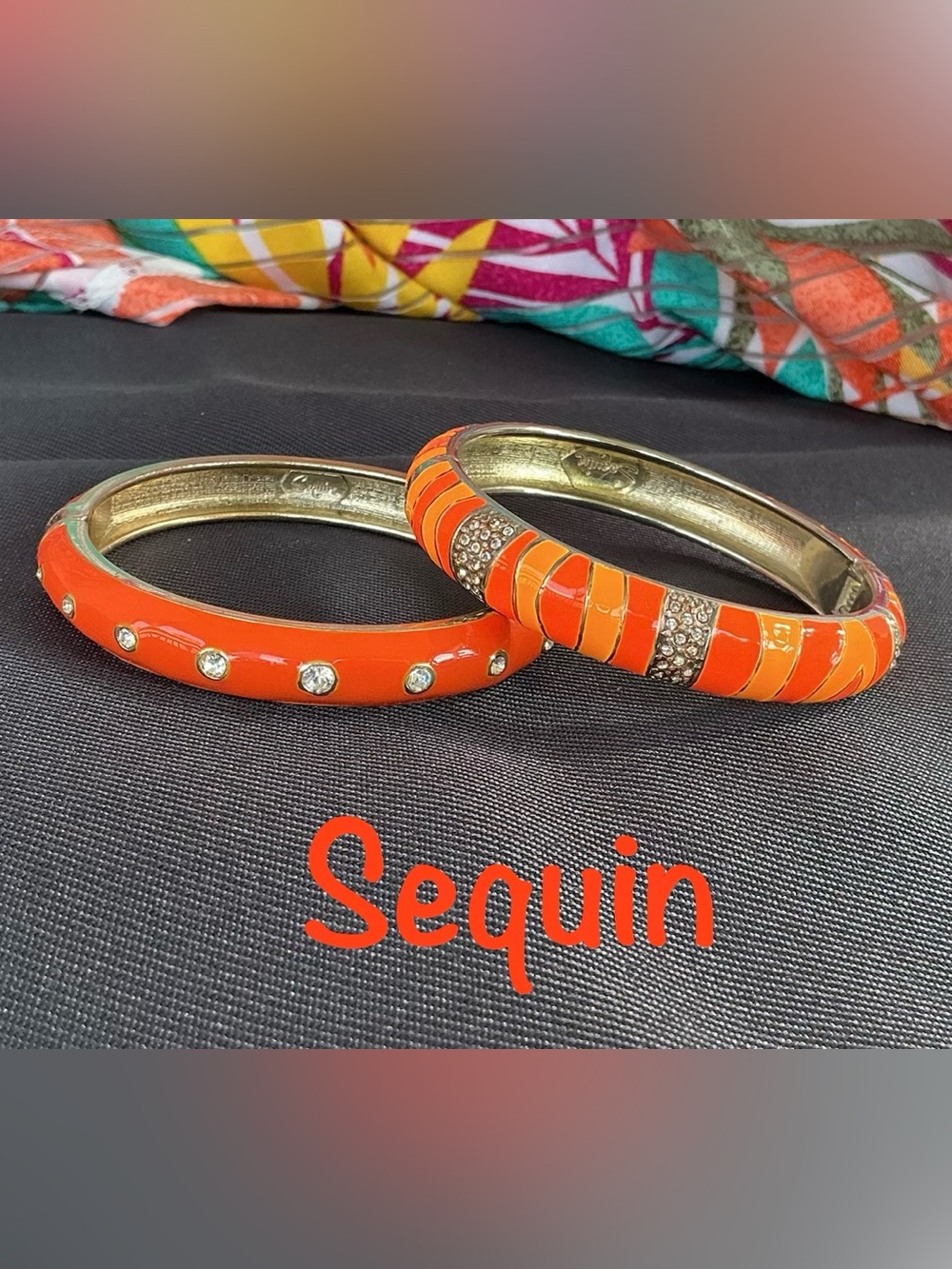 Sequin Nordstrom Enamel Bangles, Crystals, Multicolor Set Of 2